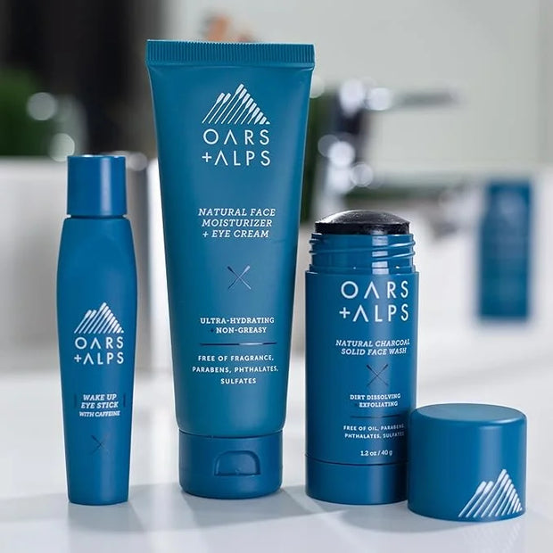 Oars + Alps Men's Skin Care Kit, Gift Set Includes Face Wash, Eye Roller, and Moisturizer, Vegan and Gluten Free, Travel S...