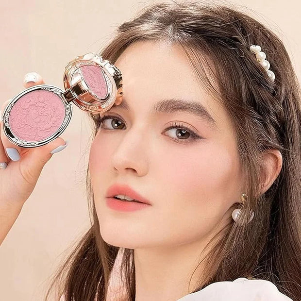 Flower Knows Strawberry Rococo Embossed Blush;Pink Matte Finish;Buildable & Blendable Powder Blush for cheeks,Natural Flus...