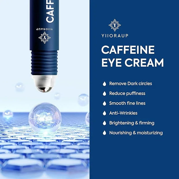 Caffeine Eye Cream for Men: Under Eye Roller for Bags and Puffy Eyes Treatment - Men's Cooling Stick and Depuffer for Dark...