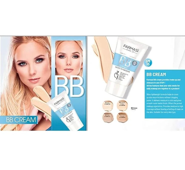FARMASi Make Up BB Cream Beauty Balm, Full-Coverage Foundation, Concealer, Moisturizer BB Cream for All Skin Types, 1.7 fl...