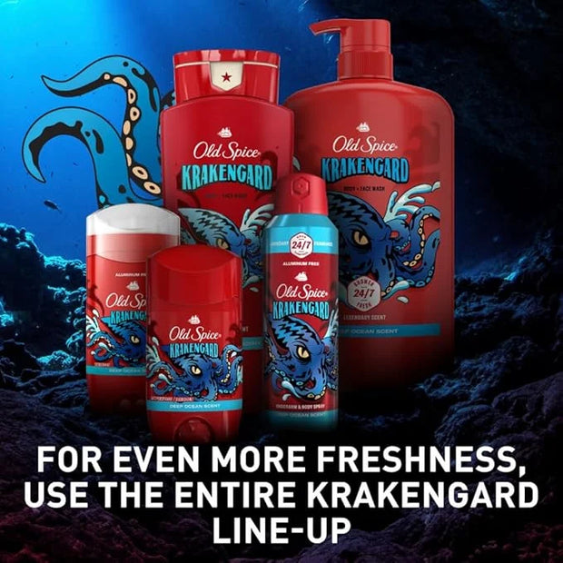 Old Spice Aluminum Free Deodorant for Men, 24/7 Odor Protection, 24/7 Freshness & Lasting Scent, Goes on Clear, Krakengard...