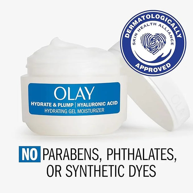 Olay Plump & Hydrate Hyaluronic Gel Face Moisturizer, 2 oz Fragrance Free Hydrating Gel Moisturizer for Dry Skin with Hyal...
