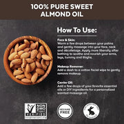 Sweet Almond Oil for Skin - Body Oil, Hair Moisturizer and Relaxing Massage and Oil, Carrier Oil for Essential Oils Mixing...