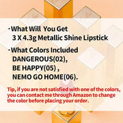 Oulac Metallic Orange Lipstick Set for Women High Payoff Lipcolor with Moisturizing Formula, Vegan Beauty, Full-Coverage L...