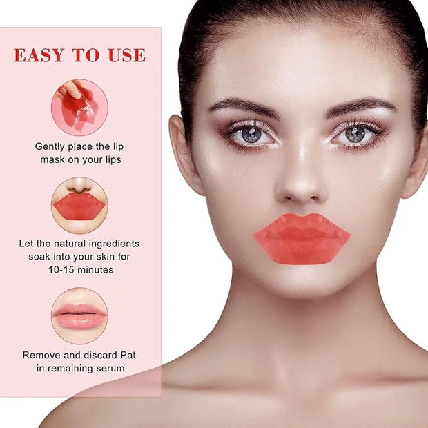 30PCS Lip Masks Sheet Moisturizing Crystal Collagen Pink Under Eye Mask Gel,Christmas Gift for Women Anti-Aging Eye Patche...