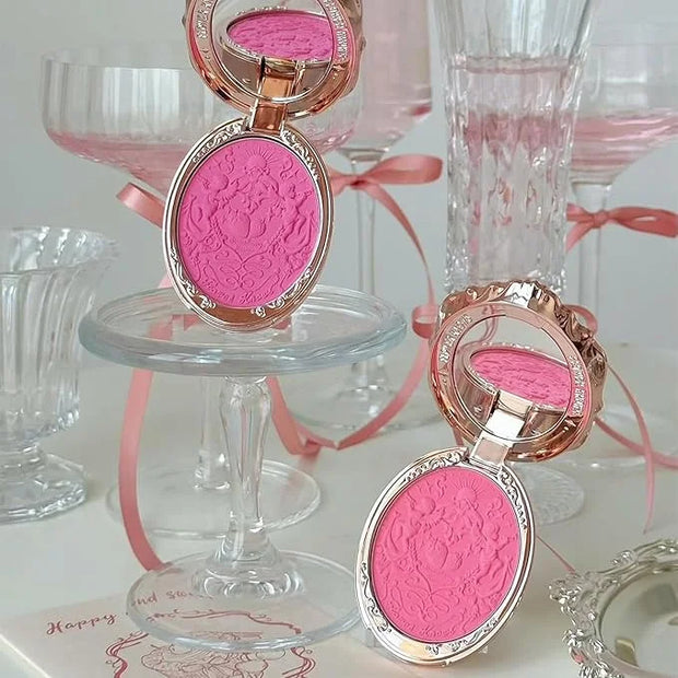 Flower Knows Strawberry Rococo Embossed Blush;Berry Matte Finish;Buildable & Blendable Powder Blush for cheeks,Highly Pigm...