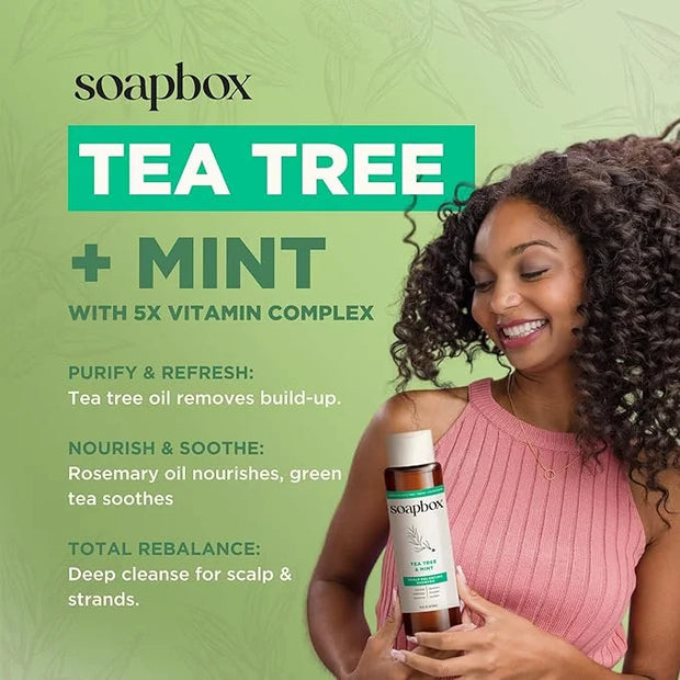 Soapbox Tea Tree Shampoo and Conditioner Set, Scalp Balancing with Tea Tree Oil, Jojoba Oil, Aloe and Shea Butter to Clean...