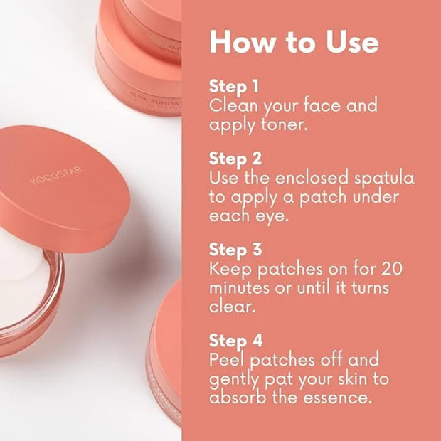 KOCOSTAR Hydrogel Eye Patches with Low Molecular Weight Norwegian Bio-Collagen, Reduces Dark Circles and Wrinkles, Under E...