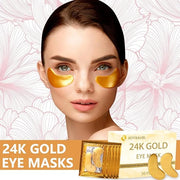 Jeffbaubl 50 Pairs 24K Gold Eye Mask,Under Eye Patches for Dark Circles and Puffiness,Eye Patches Gel Crystal Collagen Eye...
