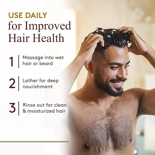 Okay for MEN Castor Oil Hair & Beard Shampoo - Hydrating Shampoo for Healthy Hair & Beard Growth, Moisturizing Care, Stren...