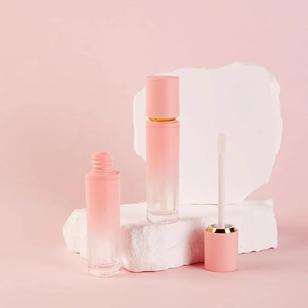 5 Pcs Gradient Pink Lip Gloss Tubes 8ml Empty Refillable Plastic Lip Gloss Containers with Wand Applicators for DIY Lip Gl...