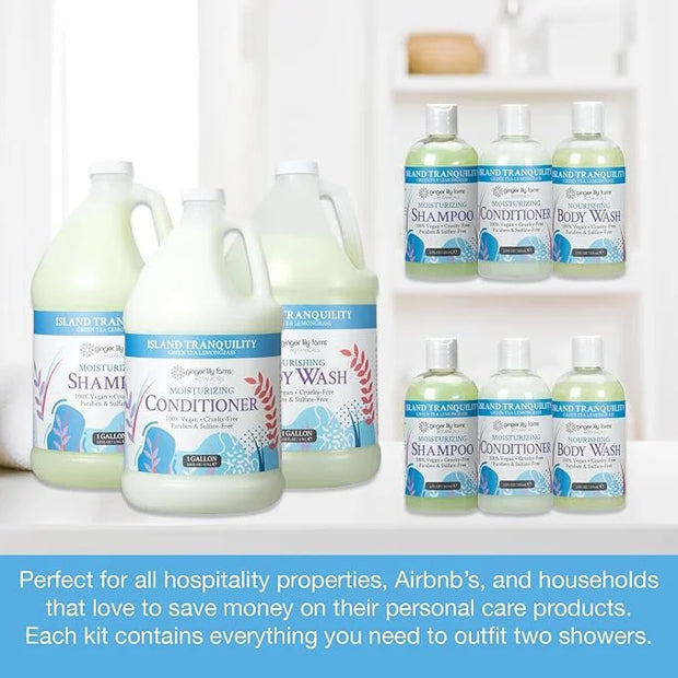 Ginger Lily Farms Botanicals Hospitality Kit, Island Tranquility, 9-Pc Set Includes Shampoo, Conditioner & Body Wash, 100%...