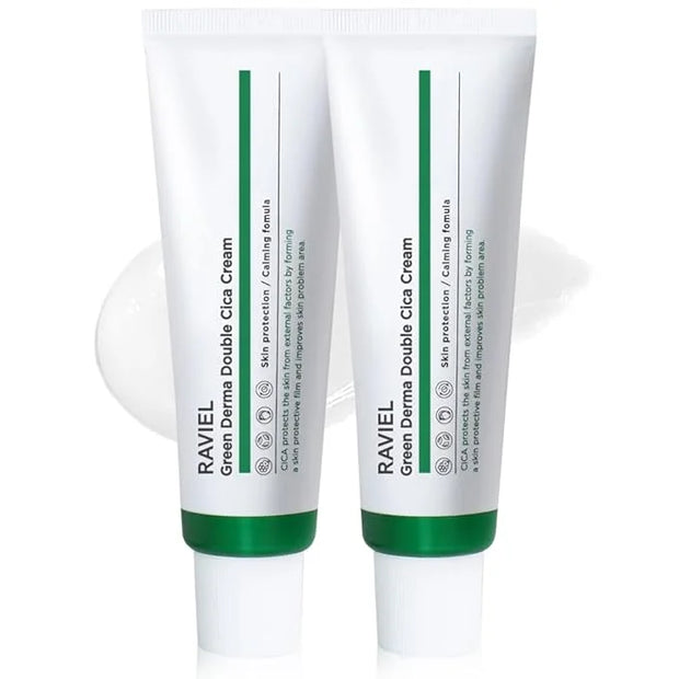 RAVIEL Green Derma Double Cica Cream | Redness relief for face | Calming & Soothing Skin barrier moisturizer for Sensitive...