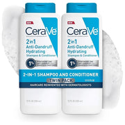CeraVe 2 In 1 Hydrating Anti Dandruff Shampoo And Conditioner, 1% Pyrithione Zinc Dandruff Treatment, Color Safe & Sulfate...