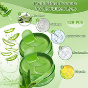 Aloe Vera Eye Gel Patches 2 Pack 120 PCS, Soothing & Hydrating, Reducing Dark Circles and Puffiness, Collagen-Infused Eye ...