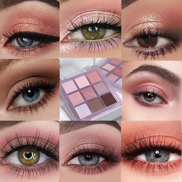 Eyeshadow Palette Makeup- 9 Colors Rose Gold Dark Brown Colorful Eyeshadow Palette Matte Shimmer Korean Natural Eye Shadow...
