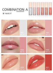 6PCS Lip Oil Light Lipgloss Set, Moisturizing Hydrating Lip Glow Oil Lip Gloss Kit High Shine Lip Plumping Glass Finish Li...