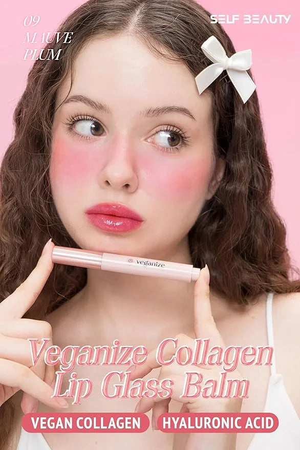 self beauty Veganize Collagen Lip Glass Balm | Hydrating Lip Balm in 9 Vibrant Colors | Moisturizing Lip Care Infused with...