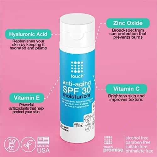 Age Defying SPF 30 Sunscreen Moisturizer Face Cream with Vitamin C, E, & Hyaluronic Acid for Face, Neck, or Body - Fragran...