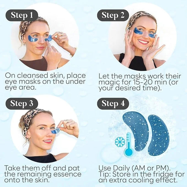 Marine Collagen Eye Patches (30 PAIRS), For Puffy Eyes and Dark Circles, Under Eye Mask with Hyaluronic Acid & Collagen, D...