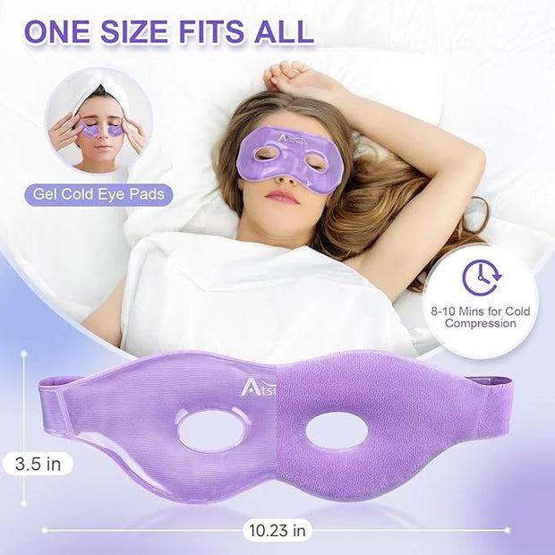 Atsuwell Cooling Ice Face Eye Mask Set for Dark Circles and Puffiness, 6 x 11 Heating Pad Microwavable for Cramps, Neck an...
