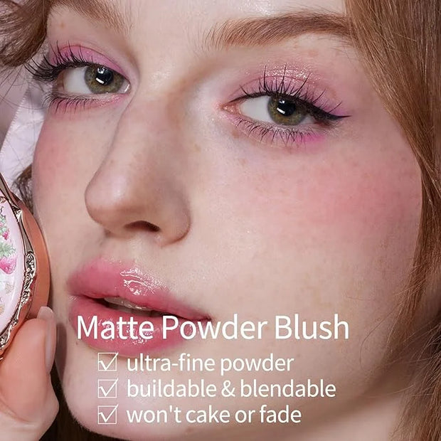 Flower Knows Strawberry Rococo Glowy Lip Gloss G01 Strawberry Macaron+Embossed Blush G01 Romantic Blossom - Product Image