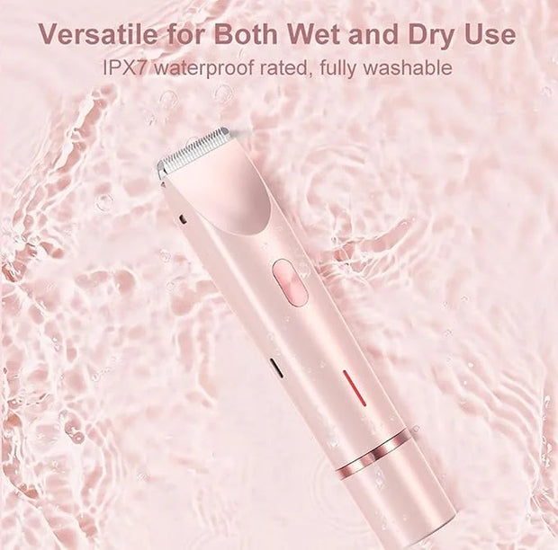 Dermave Bikini Shaver, Bikini Trimmer for Women, Glow Aura Electric Razor 2-in-1 Women's Body Shaver Dual Head Women's Tri...
