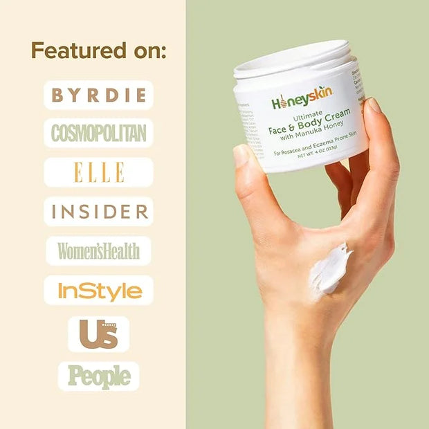 Hydrating Face Moisturizer & Body Cream with Manuka Honey Cream - Organic Face Moisturizer with Honey for Extremely Dry Sk...