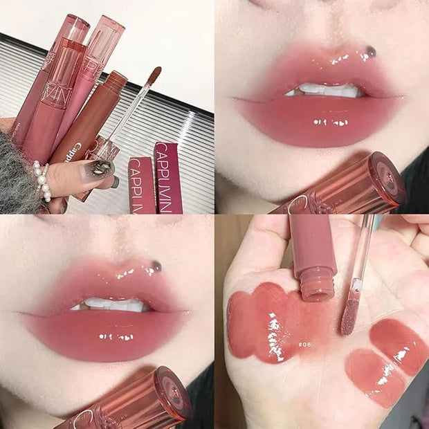 6 PCS Hydrating Plumping Lip Gloss Tinted Lip Balm Set,Mirror Liquid Water Glow Lipstick,Long Lasting Waterproof Moisturiz...