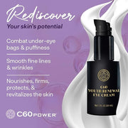 C60 Power Skincare - Age-Defying Antioxidant Protection - Reduce Wrinkles, Heal Skin, Non-Greasy - Face, Body, Bug Bites, ...