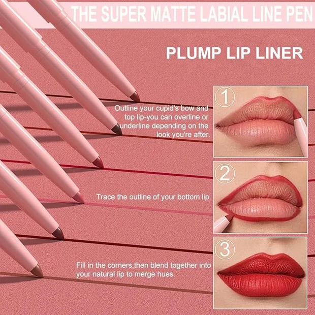 evpct 6Pcs Retractable Lip Liner Pencils Set Pack for Shaping & Sculpting Lips, Ruby Mauve Red Rose Nude Pink Plum Purple ...