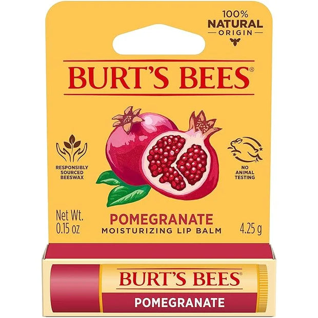 Burt's Bees Lip Balm, Pomegranate, Lip Moisturizer With Responsibly Sourced Beeswax, Tint-Free, Natural Conditioning Treat...
