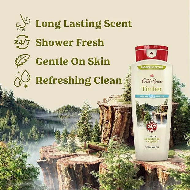 Old Spice Cleansing Body Wash for Men, 24/7 Shower Fresh with Lasting Scent, Cleanse & Refresh, Gentle on Skin, Vitamin B3...