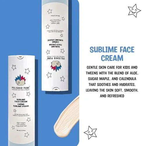 All-Natural Sublime Face Cream for Kids & Tweens, Fragrance-Free, Lightweight, Non-Greasy Face Moisturizer, 50 ml/1.7 fl o...