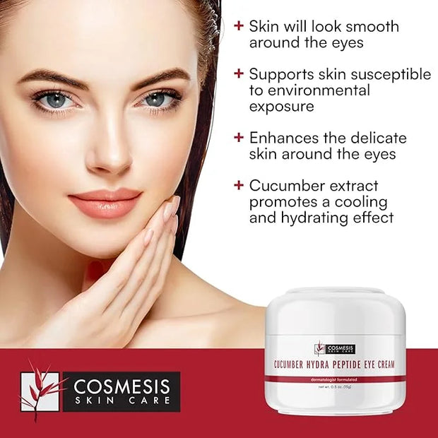 Cucumber Hydra Peptide Eye Cream - Minimize Fine Lines, Promote Smooth Skin & Protect Delicate Under-Eye Skin - 0.50 oz - ...