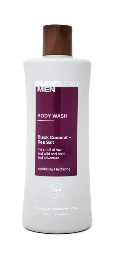 RAW SUGAR Men's Body Wash 25 fl oz (Pack of 1) (Black Coconut + Sea Salt) - Product Image