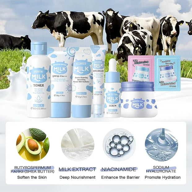 Milk Skincare Kit, Skin Care Kit Hydrating Skin, Facial Skin Care Routine Kit for Women/Girls, Face Skin Care Set Improves...
