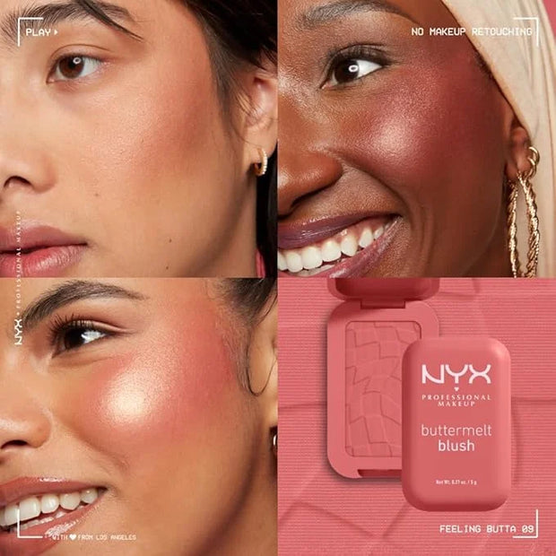 NYX PROFESSIONAL MAKEUP Buttermelt Powder Blush, Fade and Transfer-Resistant Blush, Up to 12HR Make Up Wear, Vegan Formula...