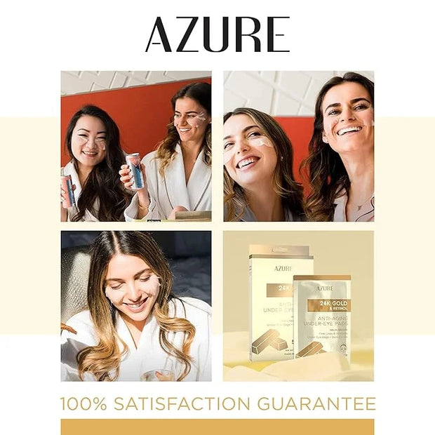 AZURE 24K Gold & Retinol Anti Aging Under Eye Patches - Firming, Restoring & Deeply Hydrating Eye Mask - Reduces Fine Line...