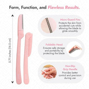 Dermaplaning Tool - Foldable Facial Razor for Women and Men, (3ct) | Womens Facial Peach Fuzz Remover & Eyebrow Trimmer, D...