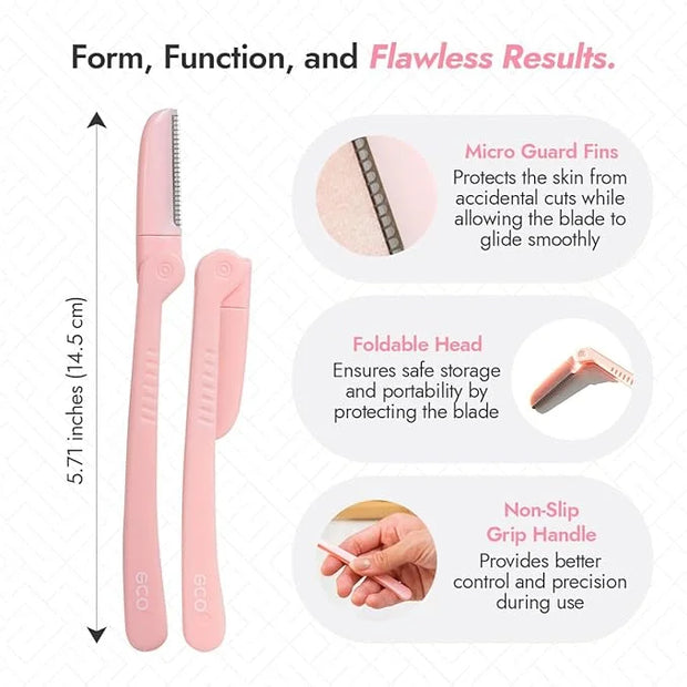 Dermaplaning Tool - Foldable Facial Razor for Women and Men, (3ct) | Womens Facial Peach Fuzz Remover & Eyebrow Trimmer, D...