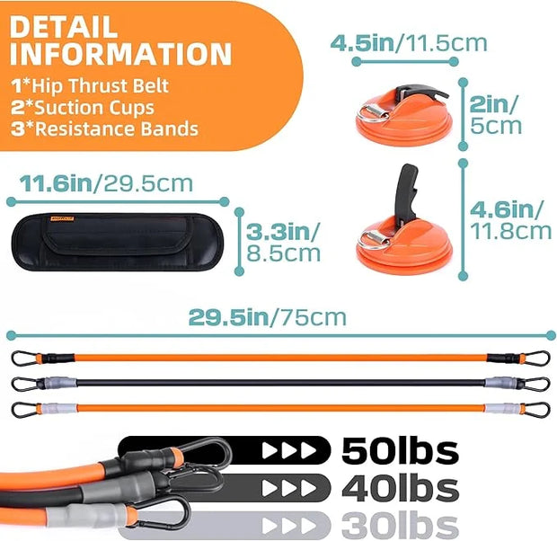 Hip Thrust Belt (30/40/50lbs), Portable 7 Weights 120lbs - Product Image