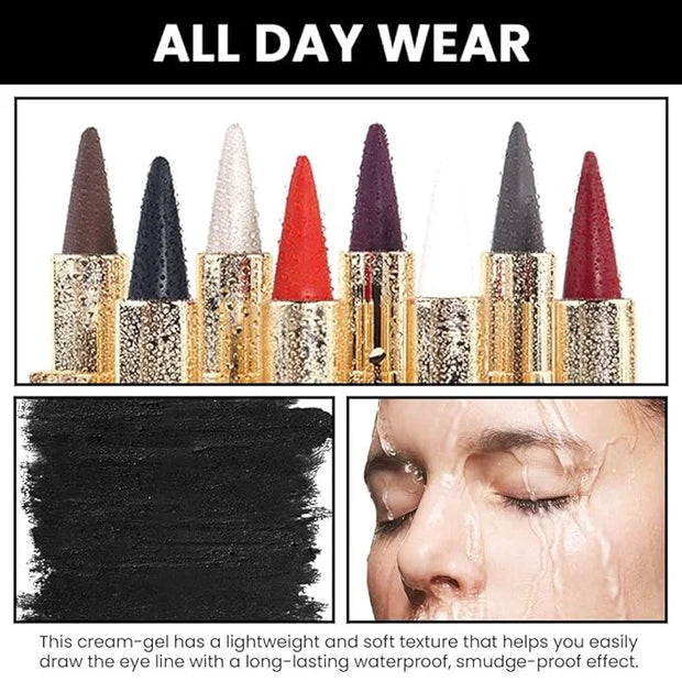 Kaely 4Pcs Black White Dark Blue Red Gel Eyeliner Pencil,Waterproof Smudge Proof Eye Liner,Clown Goth Halloween Makeup,Eye...