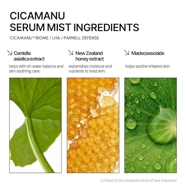 Parnell Cicamanu Serum Mist - Centella Asiatica, Hyaluronic Acid, Ceramide, LHA, Balancing Oil, Moisturizing and Soothing ...