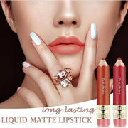 2 Color Pencil Shaped Lip Gloss,Matte Hydrating Liquid Lipstick for Women Long Lasting Lip Tint Non-sticky Nourishing Lip ...