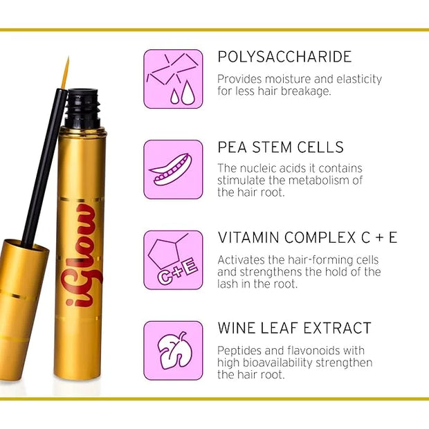 iGlow - Professional Eyelash Serum for Longer Eyelashes in Just 6-8 Weeks I Nourishing Lash Serum I Eyelash Growth Serum I...