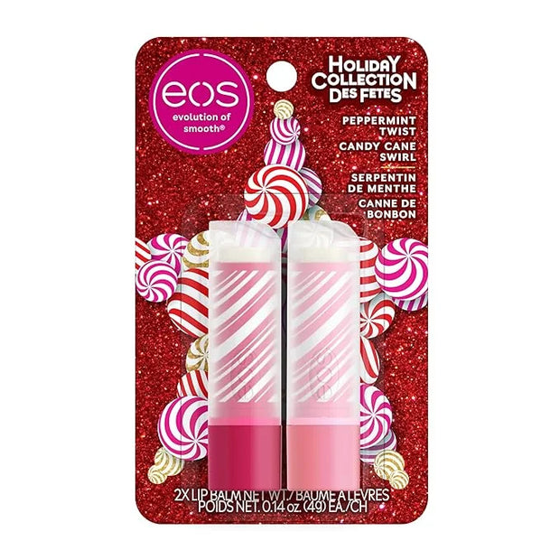 eos Holiday Lip Balm Sticks- Peppermint Twist & Candy Cane Swirl, Limited-Edition Skincare, Stocking Stuffers, 0.14 oz, 2-...