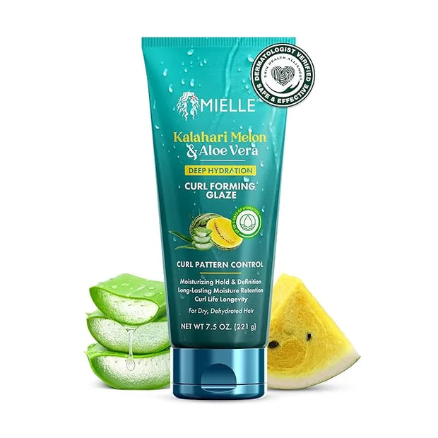 Mielle Curl Forming Glaze - Kalahari Melon & Aloe Vera Deep Hydration Styling Gel for Dry, Curly and Textured Hair - Enhan...