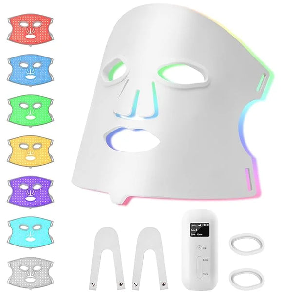 Hotodeal LED Face Mask Light Therapy,7 Colors Light Therapy for Skin Rejuvenation Anti-aging Beauty Red Light Therapy,Sili...