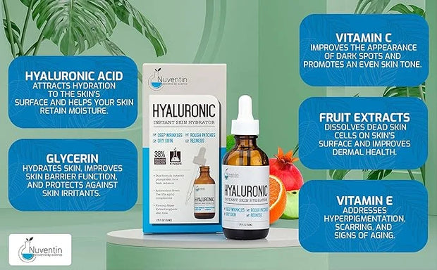 Hyaluronic Acid Serum Anti Aging Skin Care Facial Booster For Face - Hydro-Boost Moisturizer Booster W/Vitamin C & Vitamin...